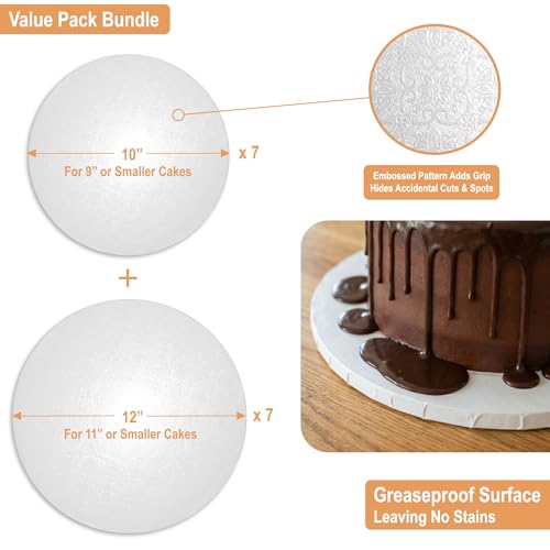 0.5" Cake Drums 10 & 12 Inch (7 Pack Per Size, 14 Pack Total) Value Bundle - size: 10"+12"