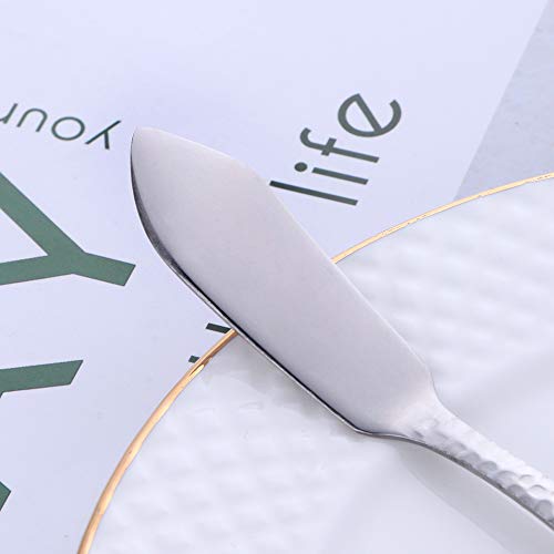 Stainless Steel Butter Knives Set, 12 Pack Spreaders for Cheese, Jam and Kitchen Use, 5.3 Inch with Hammered Handle, Dishwasher Safe - color: Silver