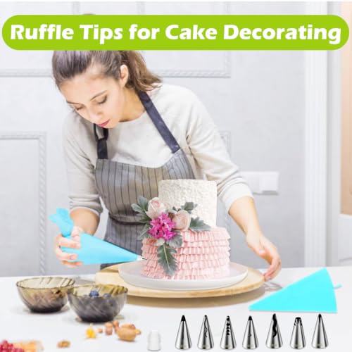 Suuker Ruffle Piping Tips Set, 9-Piece Cake Decorating Kit with Bag