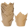 M METERXITY 50-Pack Tulip Cupcake Liners, Standard Size Heat-Resistant Greaseproof Paper Baking Cups for Wedding/Birthday Party/Christmas, Cupcake Wrapper[Mocha] - color: Mocha
