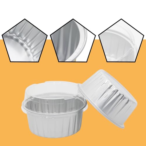 50 Pack 5oz Mini Cake Pans with Lids, Silver - color: Silver, size: Round