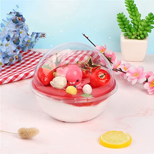 Cabilock Transparent Ball Shape Cake Container 6-Inch Portable Round Plastic Dessert Carrier Dome for Mousse Cake Storage 10-Pack - size: 500ml