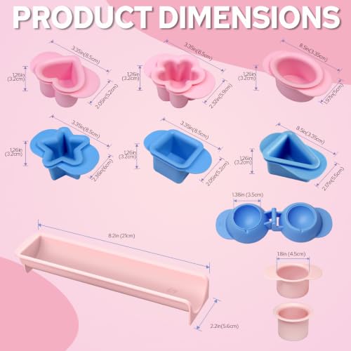 8 Pcs Cake Pop Mold Set with 8.2-inch Tray,Cake Pop Cutter - color: Multi-Shape(Pink&Blue)