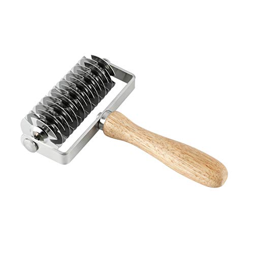 INCHOO Homemade Stainless Steel Dough Lattice Roller Cutter Bread Pastry Baking Tool Dough Docker Needle Roller Wheel - color: Yellow-2