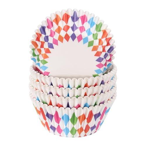 HARFINGTON 100 Count Cupcake Liners Cupcake Cups Colored Rhombus - color: White 4