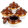 LOVECASA 22 OZ French Onion Soup Bowls with Lid, Porcelain Soup Crocks with Handles,Oven Safe Serving Bowls for Soup, Beef Stew, Cereal, Pot Pies, lasagna,Chilli,Set of 4