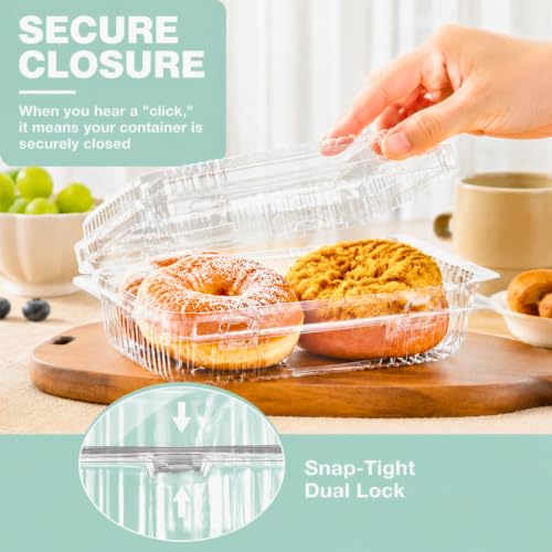 40 Pack Disposable Plastic Hinged Food Containers with Clear Lids