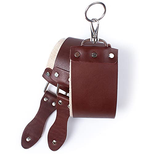 Razor Strop - Barber's Latigo Leather Straight Razor Strop. Dual Strap that will be a Great Addition for Any Straight Razor. PREMIUM LEATHER Strop for Sharpening. (Brown Personalized) - color: Brown Personalized