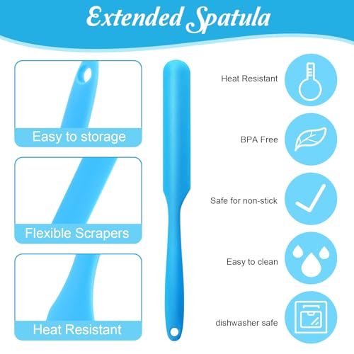 24 Pcs Silicone Jar Spatula Set Heat Resistant Silicone Jar Spatula Flexible Non Stick Jam Spatula with Long Handle Mixing Batter Scraper for Butter Cake Cream Icing Cooking Kitchen Baking