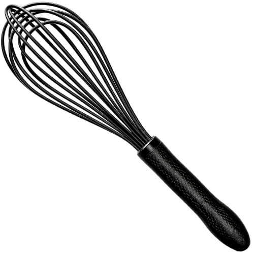 TEEVEA Silicone Whisk 11 Inch, Nonstick Heat Resistant for Cooking Baking - color: Black