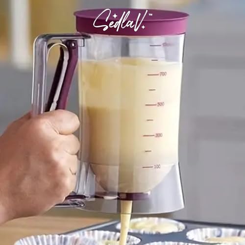 SEDLAV Batter Dispenser with Wide Mouth, Non-Slip Handle, Precise Dispensing, Built-in Scale, Easy Cleaning, Leak-Proof Valve - Time-Saving Kitchen Essential with Customer