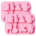 Christmas Silicone Baking Molds, 8-Cavity, 20.1x14.2 cm, Pink, 2 Pack - color: Pink-QY276