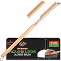 SCRUBIT 26" Pizza Oven Brush with Scraper, Heat Resistant - Stainless-Steel 2-in-1 Pizza Stone Brush with Pizza Stone Cleaner, Includes 2 Brush Heads and 30 Waste Bags - Works with Ooni Pizza Oven