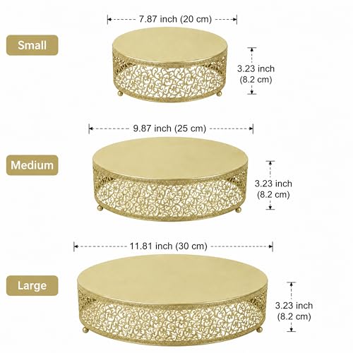 3Pcs Metal Food Risers, Buffet Table Display Stand - color: Gold, size: 3P-Round(8IN to 12 IN)