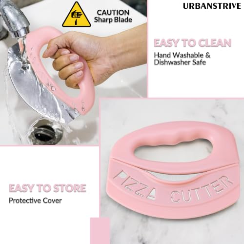Urbanstrive Heavy Duty Stainless Steel Pizza Cutter with Cover, Super Sharp Blade Pizza Knife Pizza Cutter Rocker, Perfect Kitchen Gadgets for Pizza Cutting Home Essentials (Pink) - color: Pink