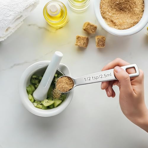 6PCS Measuring Spoons Set(1/2 Tsp, 2.5ml), Teaspoon Measuring Spoons Stainless Steel Short Compact Kitchen Scoops for Spices, Baking, and Everyday Cooking - size: 2.5 ML
