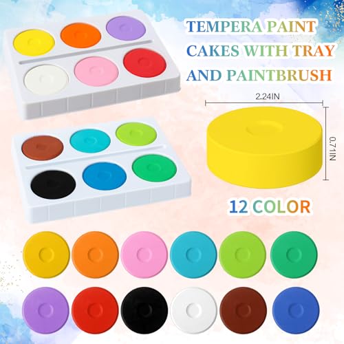 Nuanchu 8 Set 96 Pcs Tempera Paint Cakes with Tray Bulk, 12 Colors