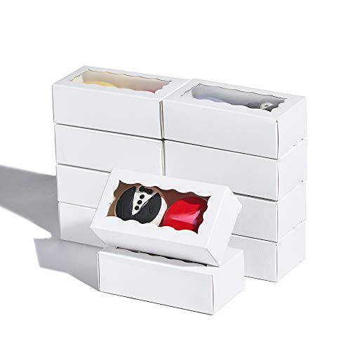 JCXGRVC 24PCS Elegant White Double Favor Boxes with Clear Window