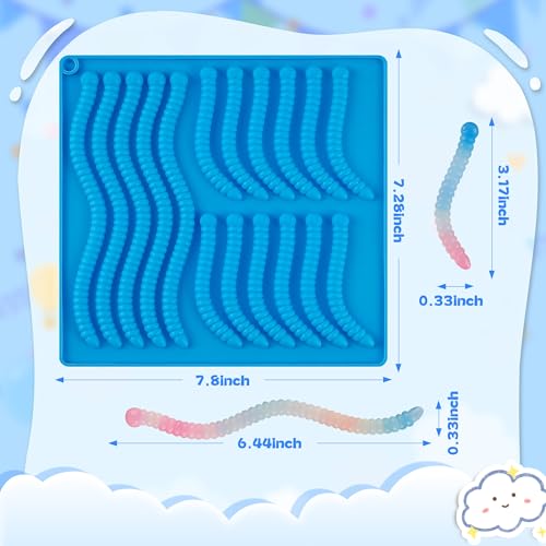 Sidosir 7Pcs Silicone Gummy Worm Chocolate Molds, Non-Stick Worm Chocolate Mold for Parties, Gummy for Home DIY, Silicone Mold for Make Gummies - color: 5Pcs worm molds
