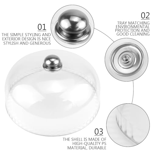 DOERDO 10Inch Cake Dome Cover Clear Cake Stand Cover Acrylic Round Cheese Cloche Dome for Dessert Display, 26.5x13.5cm