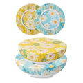 2Pcs 10inch Reusable Beeswax Elastic Bowl Covers for Bread Proofing - style: Yellow & Blue daisy