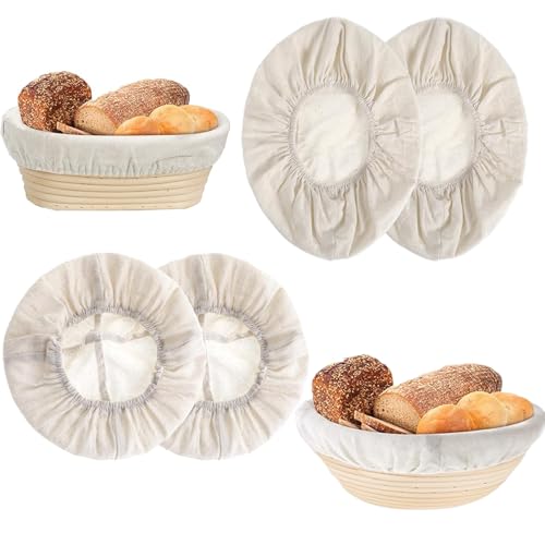 4 Pcs Banneton Proofing Liners,10 Inch Bread Basket Liner,Reusable Rattan Banneton Liner Cloth Cover for Bakery Home Baking,2 Round and 2 Oval Proofing Covers - size: 2 Piece Round+ 2 Piece Oval