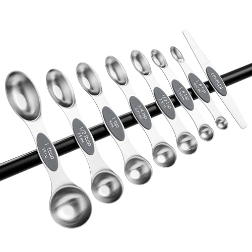 Spring Chef Stainless Steel Magnetic Measuring Spoons Set of 8, Gray - color: Gray, size: 1-Pack