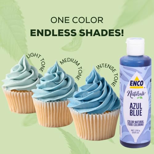 ENCO Natural Food Coloring Gel Blue (8.8 oz) – No Artificial Dyes, Vibrant Colors for Icing, Buttercream & Fondant – Kosher & Vegan Colors – Baking & Cake Decorating - color: Blue