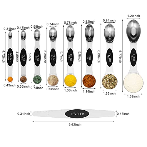 Aovchei 9 PCS Black Magnetic Measuring Spoons Set - size: 9pcs-black
