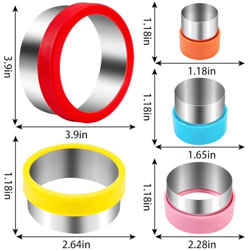Nifogo Round Circle Cookie Cutter 5 Pcs - color: B-Red Yellow 5pcs
