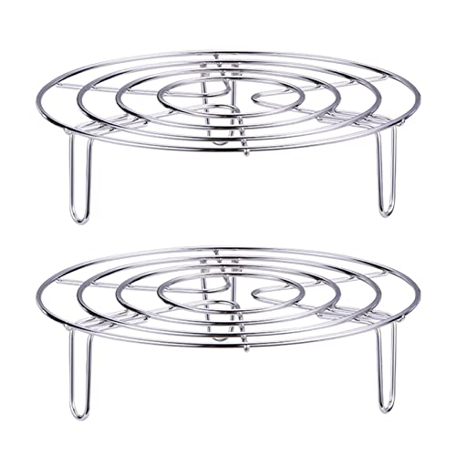2Pcs Steam Rack, Heavy Duty Steaming Rack Stand, Stainless Steel Round Steamer Cooling Rack Trivet, Pot Steamer Insert Food Stand, Steaming Cookware Accessories(Size:19.5cm/7.68in) - size: 19.5cm/7.68in,2Pcs