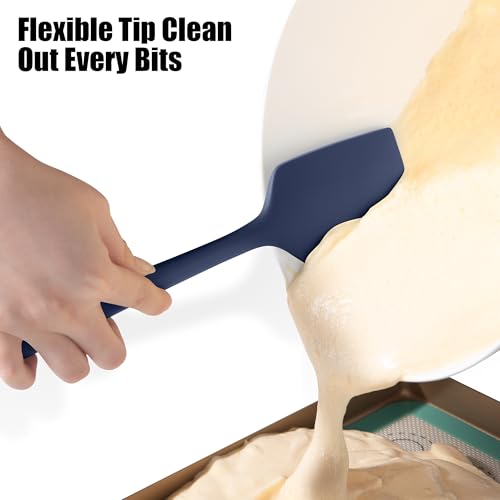 Doosu 600°F Heat Resistant Silicone Large Spatula, 11.4in, Navy Blue - color: Navy Blue, size: 11.4in (Flat Spatula)
