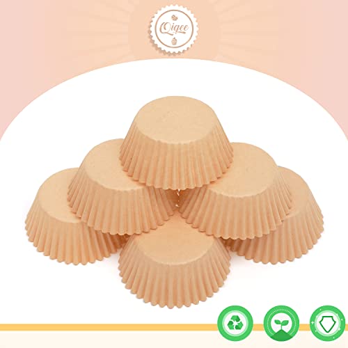 qiqee Natural Brown Cupcake Liners, 300 Count, Jumbo Size - color: Brown, size: Large Size/300Packs