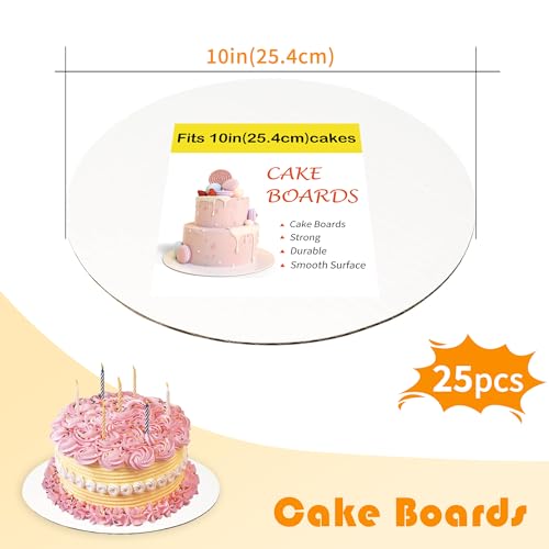 Yeplan 25 Packs White Cake Boards, 10 Inch Food-Grade Round Cake Board - color: Cake Board-25 Packs