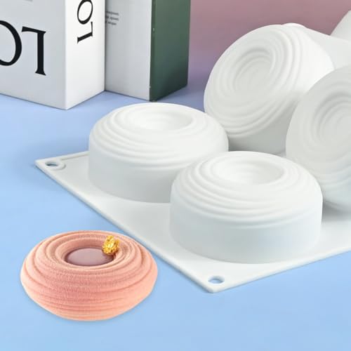 mostsom Silicone Molds for Baking Non-Stick Candy, Chocolate, Cookie, Mini Soap, Pudding, Jello, Muffin, Dog Treats Ideal for Cupcakes, Ice Cubes, and Jelly Mold (C_ Spiral Circles) - size: C_ Spiral Circles