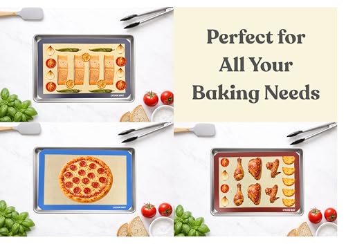Silicone Baking Mats Set of 2, Half Sheet Nonstick Reusable Extra Thick Baking Sheet Liners for Cookies, Macarons, Bread, Pizza, Pastry, Gray - color: Gray, size: 16.5"L x 11.6"W
