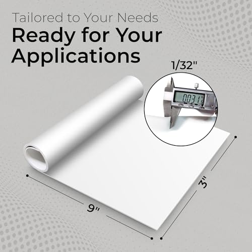 Exactly Rubber - White Silicone Sheet, 60A Durometer Silicone Mat, Food-Grade Rubber Mat with -80 to 450°F Temperature Resistance, 400% Elongation, Silicone Placemat Made in The USA, 1/32 x 3 x 9” - size: 1/32 x 3 x 9