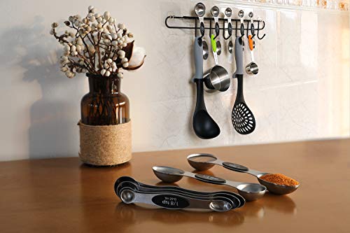 Magnetic Measuring Spoons Set of 6 Dual Sided Stackable Measuring Spoons - color: Black