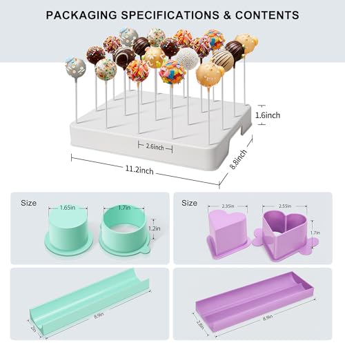 Cake Pop Making Kit with 2 Cake Pop Molds and Stand - color: White + Purple + Blue