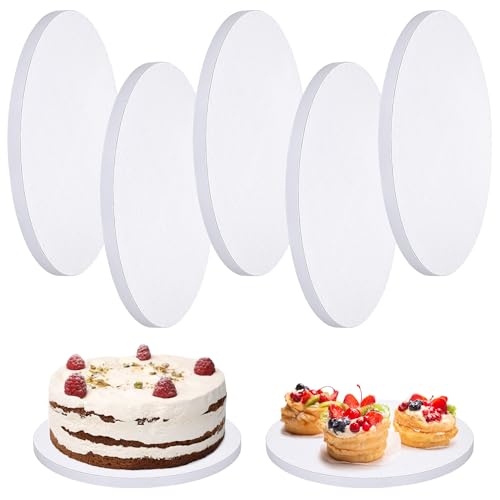 Cake Boards Drums 10 Inch Round, 1/2" Thick Decorating Supplies White 5-Pack Sturdy Corrugated Cardboard Base, Base para Pastel