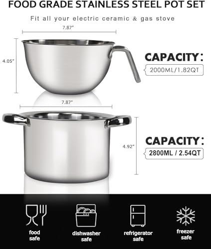 Marsheepy1.8QT Double Boiler Melting Pot with 2.54QT Stainless Steel Pot - size: 2000ML