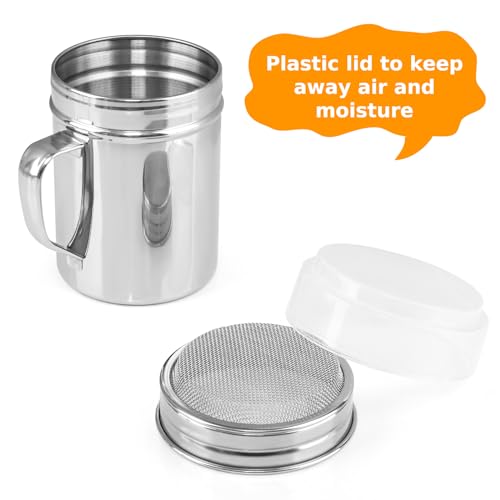 Accmor Powdered Sugar Shaker Duster, Cinnamon Shaker Flour Duster Sifter, Fine Mesh Stainless Steel Shaker for Sugar Flour Cocoa Coffee Bar, 10 Ounce, 3 Pack - size: 10 Ounce