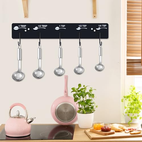 Premium Measuring Cups and Spoons Hanging Rack Screw Adhesive 2pcs - color: rack