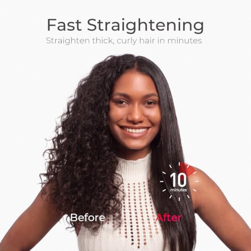TYMO Hair Straightener Brush - Ionic Plus Straightening Brush for Women - color: Gold, size: 2.4 Inch