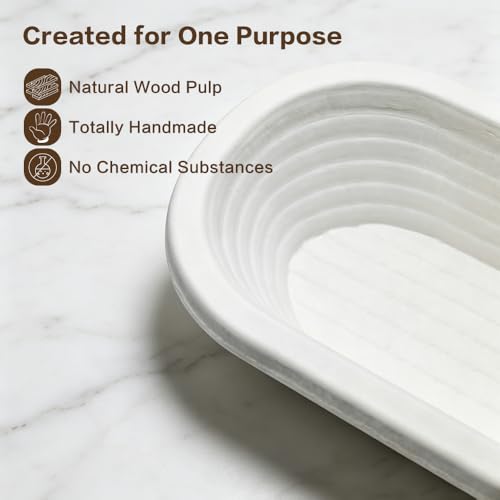 Wood Pulp Oval 1kg Banneton Bread Proofing Basket 2 Pack - style: Oval