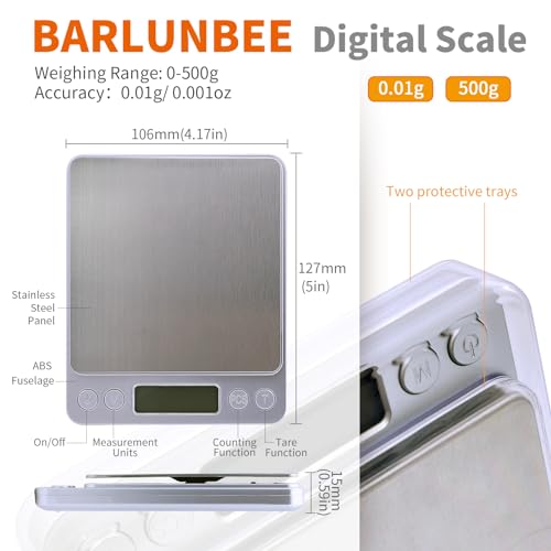 Gram Scale,Capacity 500g Accuracy 0.01g Mini Food Scales Digital Weight Grams and Oz,Small Kitchen High Precision for Espresso,Baking,Jewelry,Soap Making,Silver - size: BL-500 Pro