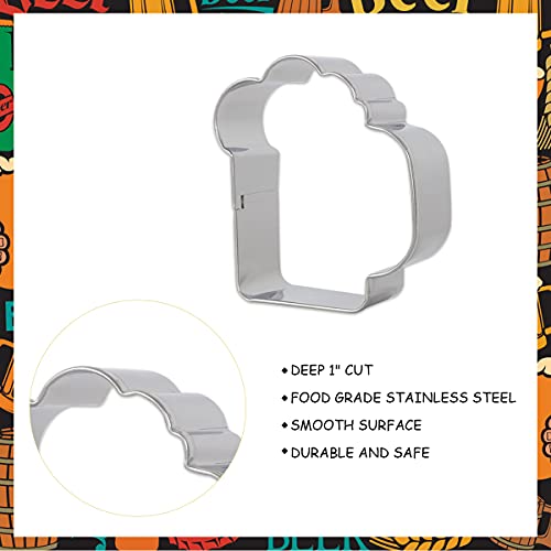 Beer Themed Cookie Cutters Stainless Steel, Baby Brewing Beer Set Mug Bottle Onesie Rattle Baby Bottle Photo Plaques Dough Fondant Biscuit Molds for Baby Shower - color: Beer