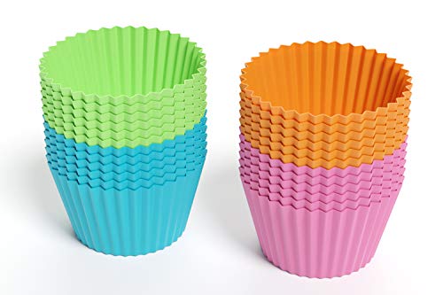 Bakerpan Silicone Mini Cupcake Liners - 24 Pack Non-Stick Muffin Cups