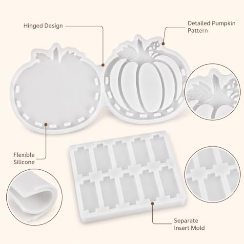 3D Pumpkin Resin Molds Silicone Crafting Kit Shadow Box Lantern - color: pumpkin-2