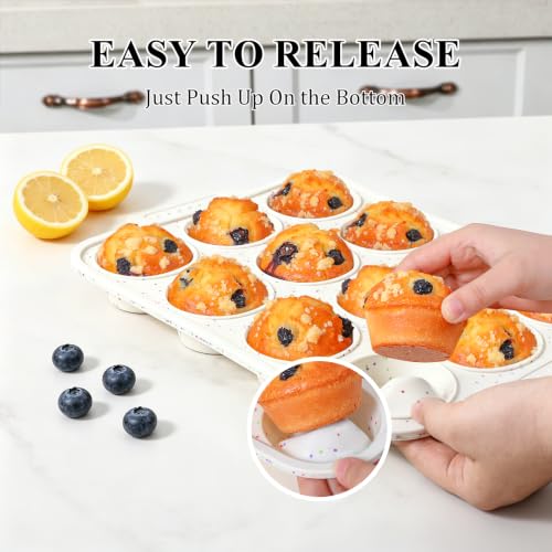 Vinino Silicone Muffin Pan with Reinforced Frame, Nonstick Cupcake Pan - size: Regular: 12-Cup x 2 Pcs